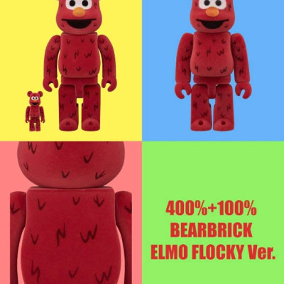 BEETLE BE@RBRICK 芝麻街 艾蒙 ELMO FLOCKY 植絨版 庫柏力克熊 100 400%