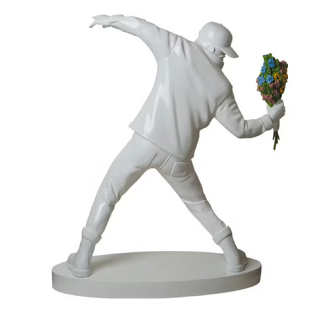 巨大 班克斯 SYNC BRANDALISM FLOWER BOMBER BANKSY 擲花者 白色 亮面 3尺 90公分