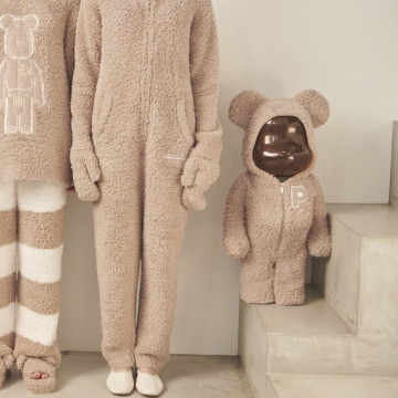 BEETLE BE@RBRICK 睡衣熊 GELATO PIQUE 咖啡色 BEIGE 條紋 透明 1000%