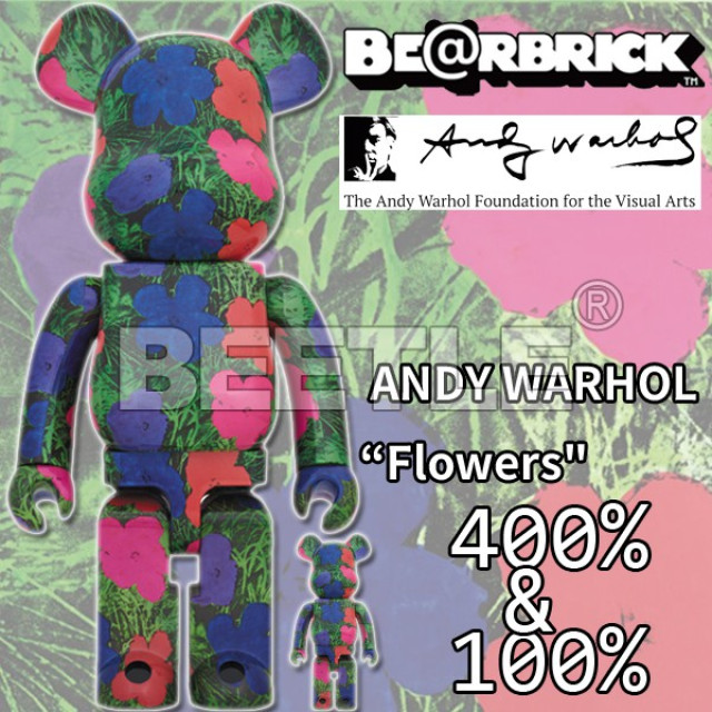 BEETLE BE@RBRICK ANDY WARHOL FLOWERS 藍花 安迪沃荷 100 400%