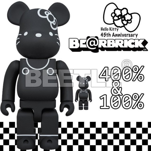 BEETLE BE@RBRICK HELLO KITTY 凱蒂貓 45周年 80年代 黑白 熊耳 100 400%