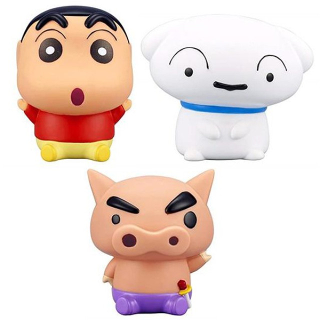 BEETLE BANDAI 萬代 蠟筆小新 野原新之助 小白 肥嘟嘟左衛門 軟膠 玩具 公仔 三款一組 合售