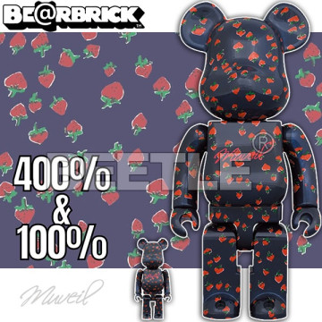BEETLE BE@RBRICK MUVEIL 草莓 STRAWBERRY PATTERN 庫柏力克熊 100 400%