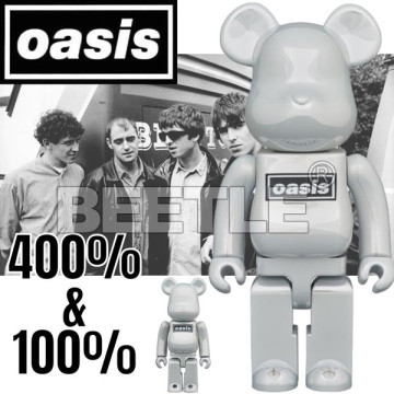 BEETLE BE@RBRICK OASIS 綠洲合唱團 電鍍 白 CHROME 庫柏力克熊 100 400%