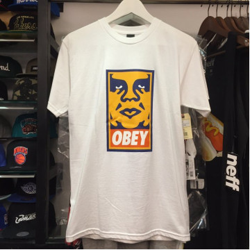 BEETLE 美國 OBEY ORANGE ICON FACE BOX T 白 橘人臉 文字T OB-258 S M