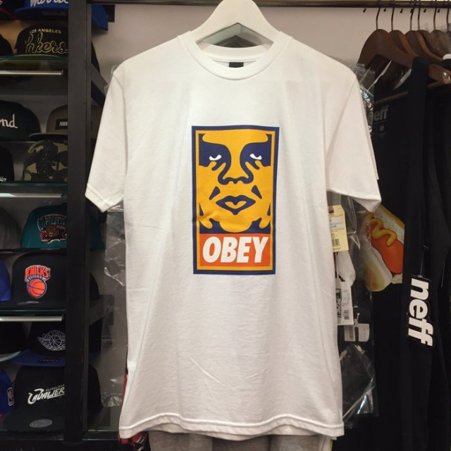 BEETLE 美國 OBEY ORANGE ICON FACE BOX T 白 橘人臉 文字T OB-258 S M