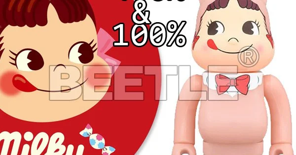 BEETLE BE@RBRICK 不二家 牛奶妹 兔子 兔耳 粉色 夜光 PEKO R@RBRICK 100% 400%
