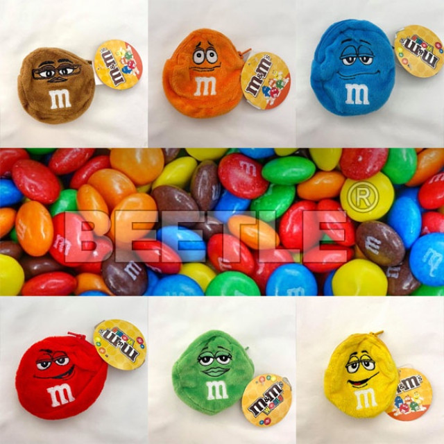 BEETLE M&M'S 巧克力造型 MM 巧克力 小零錢包 COIN PURSE 拉鍊式 絨布 錢包