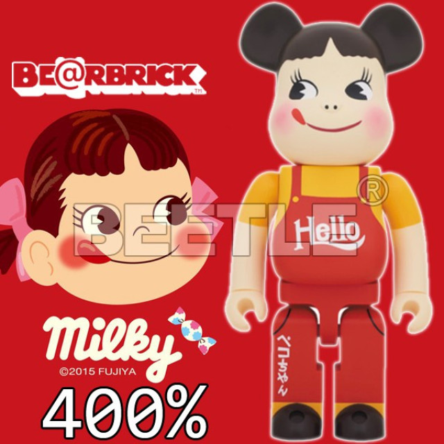 BEETLE BE@RBRICK 不二家 HELLO版 PEKO 牛奶妹 FUJIYA 紅 BEARBRICK 400%