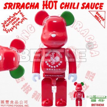 BEETLE BE@RBRICK SRIRACHA BAIT 紅綠 是拉差 香甜 辣椒醬 聯名 限定 100% 400%