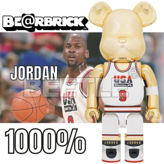 BEETLE BE@RBRICK MICHAEL JORDAN 麥可 喬丹 白 金色 電鍍 美國隊 1000%