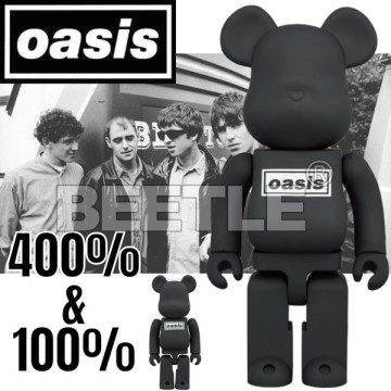 BEETLE BE@RBRICK OASIS 綠洲合唱團 黑 BLACK RUBBER 庫柏力克熊 100 400%