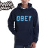 特價 BEETLE OBEY FONT LOGO 連帽 長袖 帽TEE 帽T 深藍 水藍 NAVY BLUE 美版