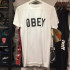 BEETLE PLUS 美國品牌 OBEY COLLEGIATE FONT LOGO 細字體 文字 白 黑 短TEE L