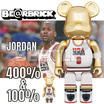 BEETLE BE@RBRICK MICHAEL JORDAN 麥可 喬丹 白 金色 電鍍 美國隊 100 400%