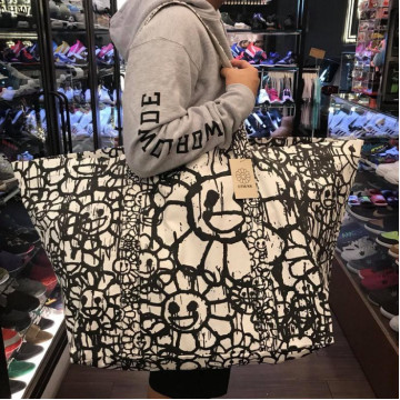 BEETLE MURAKAMI TAKASHI 村上隆 COMPLEXCON 限定 白黒 滿版花朵 布料 托特包