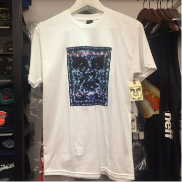 BEETLE OBEY WHITE NOISE ICON FACE 星空 炫彩 人臉 LOGO 白色 短袖 TEE