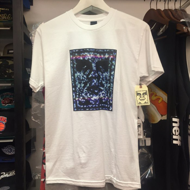 BEETLE OBEY WHITE NOISE ICON FACE 星空 炫彩 人臉 LOGO 白色 短袖 TEE