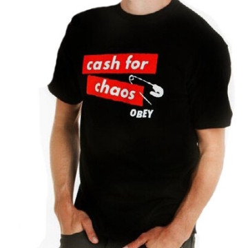 特價 BEETLE OBEY CASH FOR CHAOS 迴紋針 黑紅 文字 短TEE OB-357 短袖 LOGO