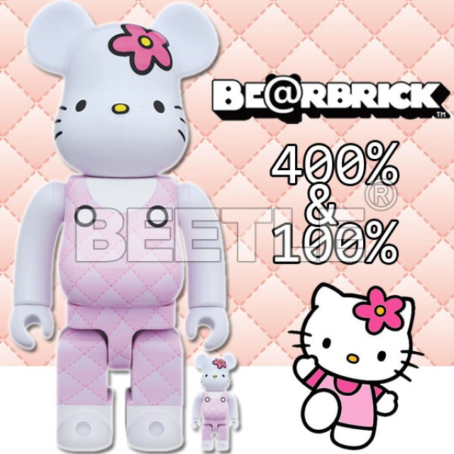 BEETLE BE@RBRICK HELLO KITTY 凱蒂貓 45周年 90年代 白粉 熊耳 100 400%