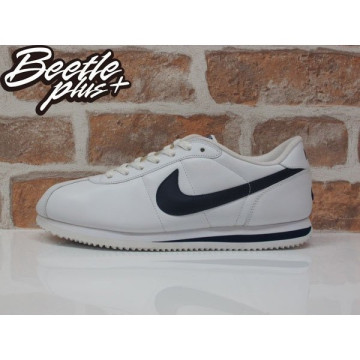 男生 BEETLE 全新 NIKE CORTEZ BASIC 全白 深藍勾 皮革 阿甘鞋 313598-141 11.5
