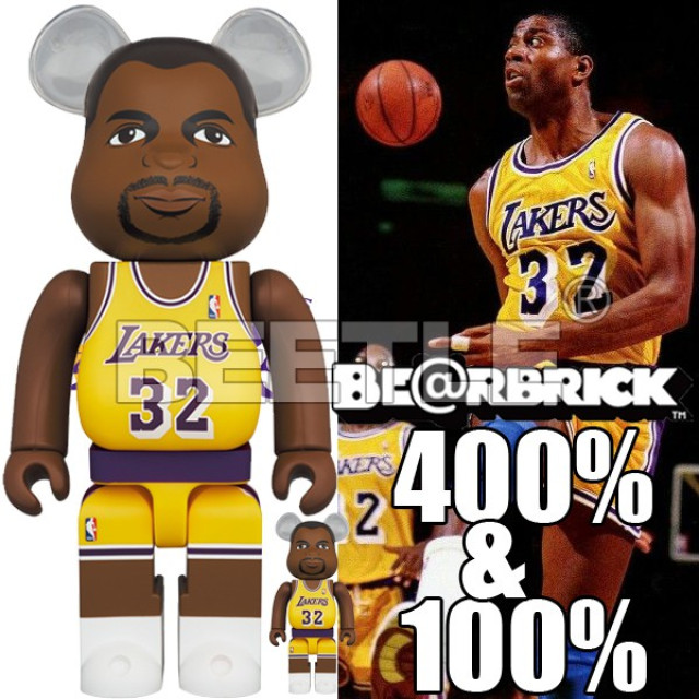 BEETLE BE@RBRICK NBA 傳奇球星 MAGIC JOHNSON 魔術強森 庫柏力克熊 100 400%