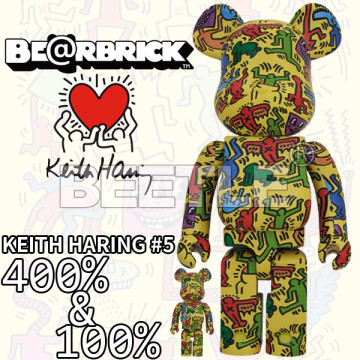 BEETLE BE@RBRICK KEITH HARING #5 凱斯哈林 庫柏力克熊 藝術家 黃色 100 400%