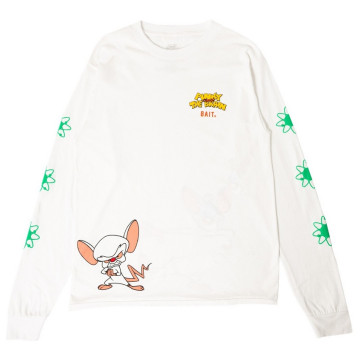 BEETLE BAIT PINKY AND THE BRAIN 兩隻老鼠打天下 LOGO 薄長袖 TEE 白色