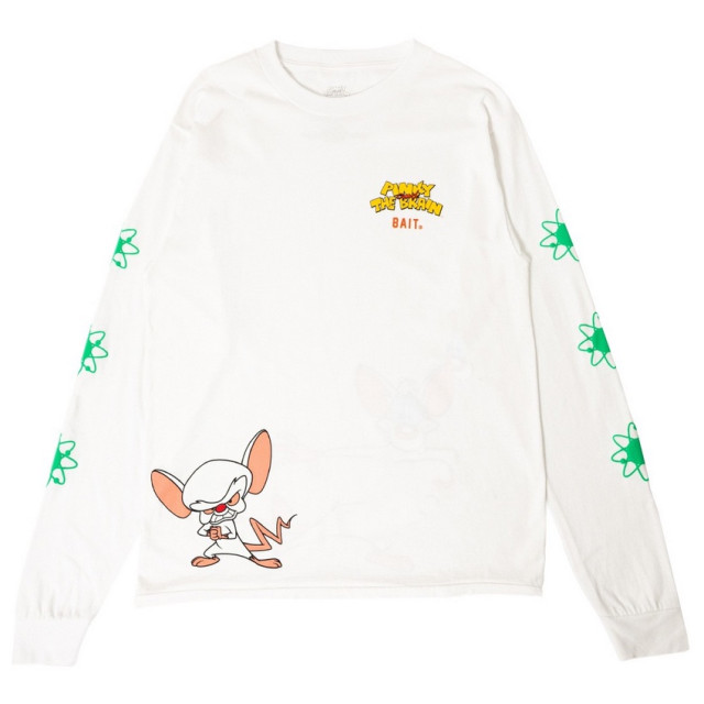 BEETLE BAIT PINKY AND THE BRAIN 兩隻老鼠打天下 LOGO 薄長袖 TEE 白色