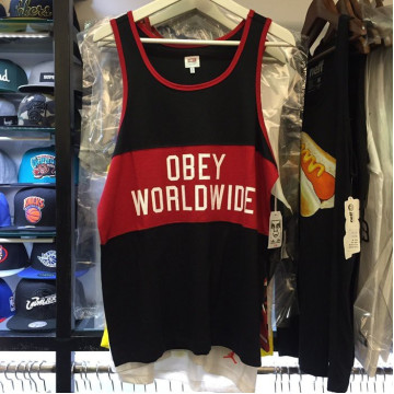 BEETLE OBEY MARATHON 貼布 WORLDWIDE 黑紅 黑白 BRED 背心 TANK S M
