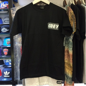 BEETLE OBEY BRICK WALL TEE 磚牆 全黑 白字 黑白 LOGO 短T OB-418 S
