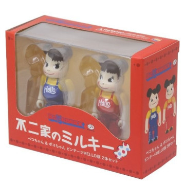 BEETLE BE@RBRICK HELLO版 不二家 PEKO 牛奶妹 MILKY PEKOCHAN 2入 100%