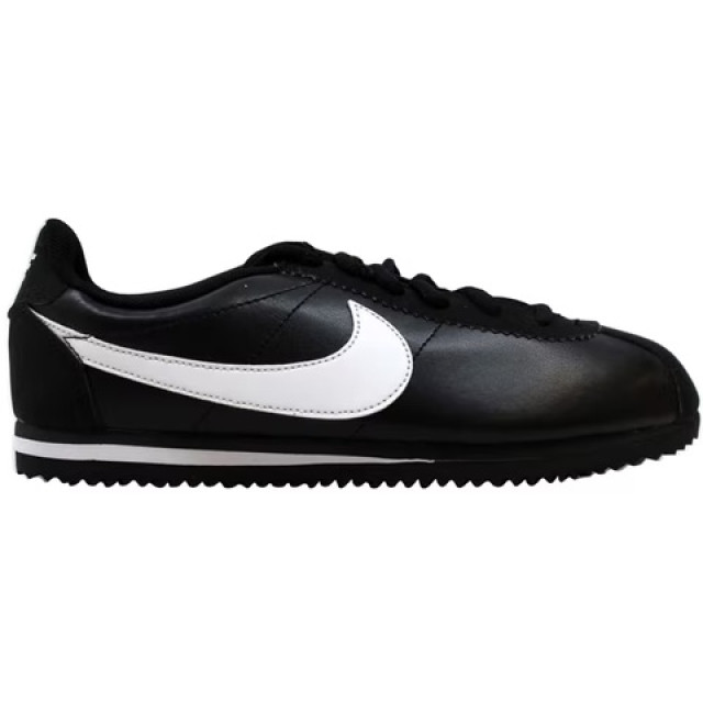 BEETLE 女鞋 NIKE CORTEZ GS 全黑 白勾 黑白 阿甘 皮革 慢跑鞋 749482-001 23.5