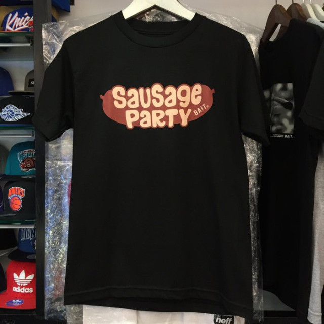 BEETLE BAIT SAUSAGE PARTY 腸腸搞轟趴 全黑 LOGO 橘字 聯名 TEE T恤 M