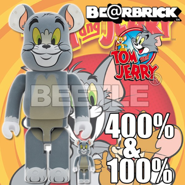 BEETLE BE@RBRICK TOM AND JERRY 湯姆與傑利 湯姆貓 植絨 庫柏力克熊 400% 100%