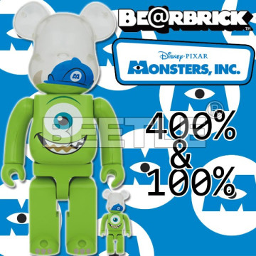 BEETLE BE@RBRICK DISNEY 怪獸電力公司 怪獸大學 大眼仔 MIKE 庫柏力克熊 100 400%