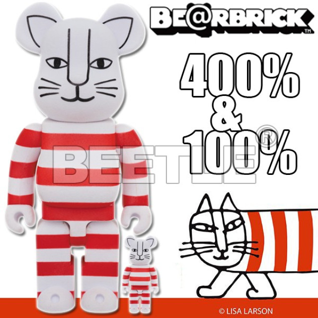 BEETLE BE@RBRICK SYNC LISA LARSON 設計師 麗莎·拉森 植絨 紅貓 100% 400%