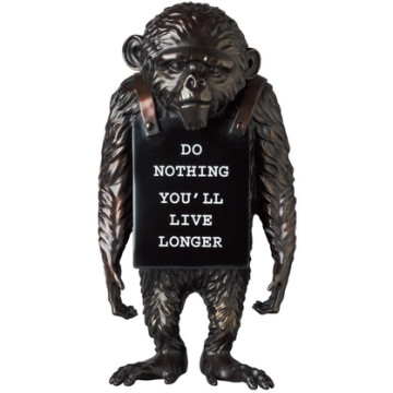 BEETLE 班克斯 BANKSY SYNC MONKEY SIGN BRONZE STATUE 掛牌猴 黑 2G 銅雕