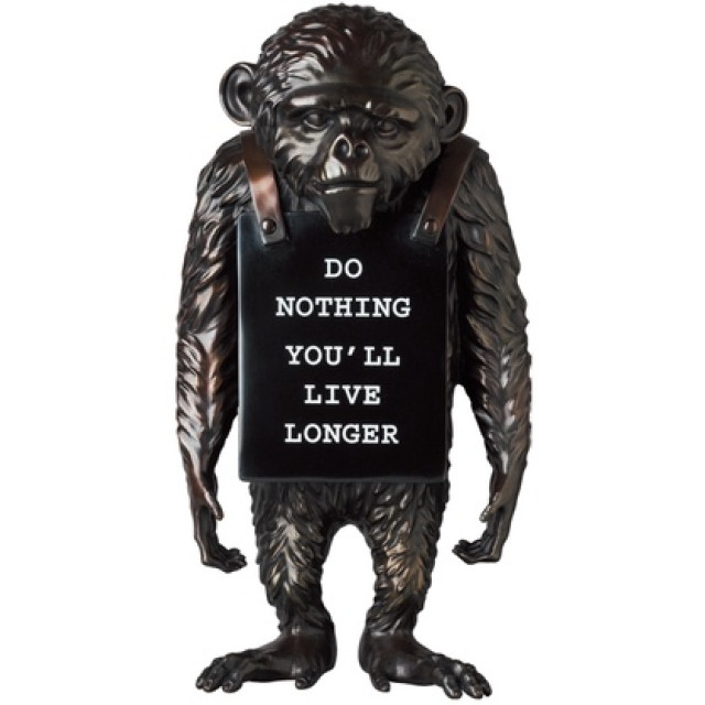 BEETLE 班克斯 BANKSY SYNC MONKEY SIGN BRONZE STATUE 掛牌猴 黑 2G 銅雕