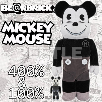BEETLE BE@RBRICK DISNEY VINTAGE B&W MICKEY 布 米老鼠 米奇 100 400%