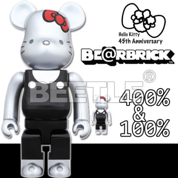 BEETLE BE@RBRICK HELLO KITTY 凱蒂貓 45周年 00年代 黑銀 熊耳 100 400%