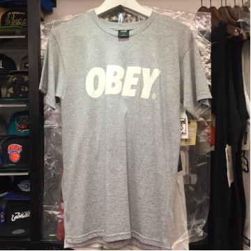 BEETLE 美國品牌 OBEY FONT GREY TEE LOGO 灰 白 文字 短TEE OB-352 L