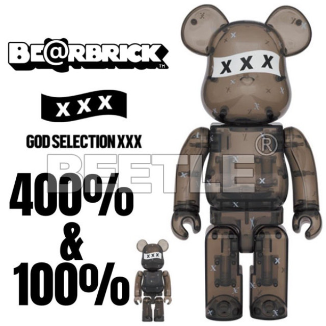 BEETLE BE@RBRICK GOD SELECTION XXX BLACK CLEAR 透明 100 400%