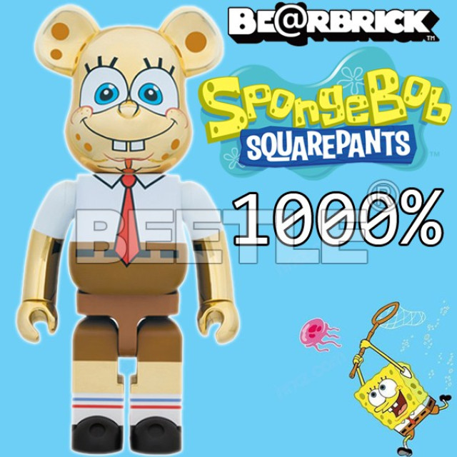 BEETLE BE@RBRICK SPONGEBOB 海綿寶寶 GOLD CHROME 電鍍 金色 1000%