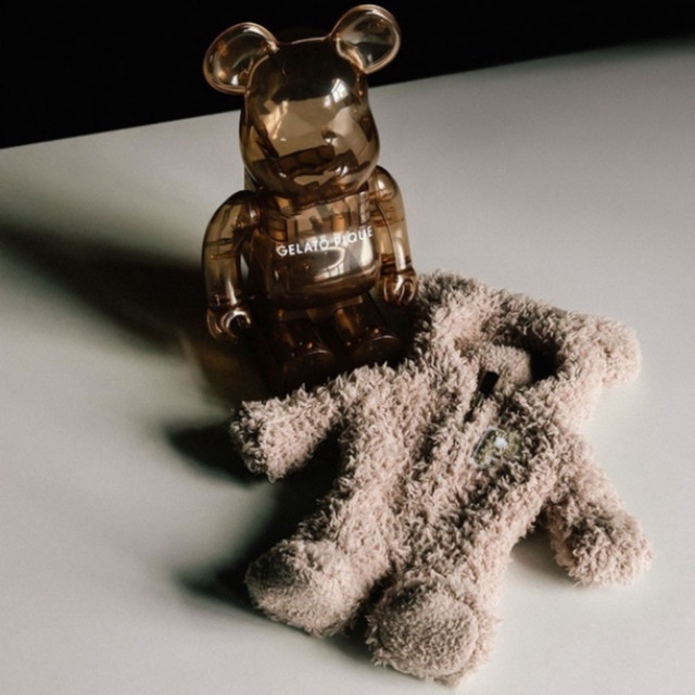 BEETLE BE@RBRICK 睡衣熊 GELATO PIQUE 咖啡色 BEIGE 條紋 透明 400%