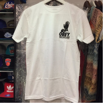 BEETLE 現貨 OBEY TUFF LOVE TEE 1800 手掌 圖樣 全白 黑字 LOGO 短T S M