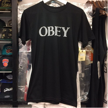 BEETLE OBEY MELLOW MOOD FONT LOGO 文字 特殊字體 黑 白 短T TEE S