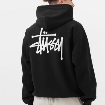 BEETLE STUSSY BASIC HOODY BLACK 黑白 連帽 TEE 經典 前後 LOGO 帽T