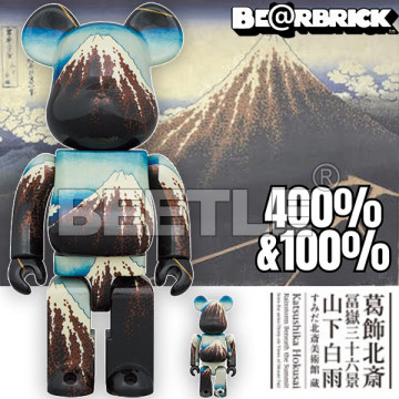BEETLE BE@RBRICK 葛飾北斎 富士山 山下白雨 冨嶽三十六景 FUJI 浮世繪 100 400%