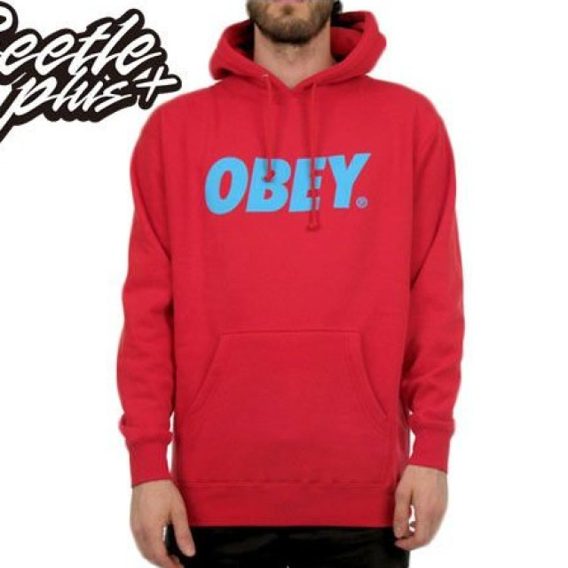 BEETLE OBEY FONT LOGO 連帽 長袖 帽T 帽TEE 紅 水藍 美版 331730029R3N